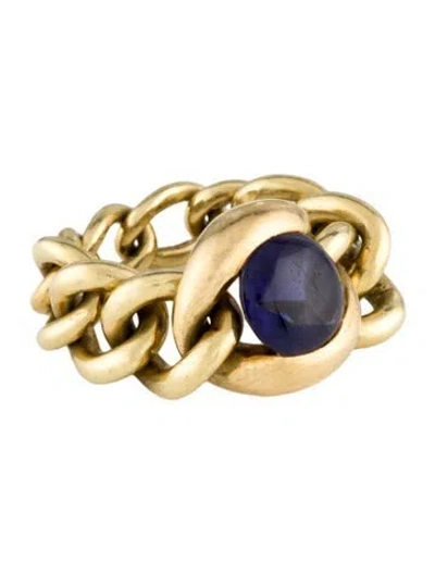Pre-owned Chanel Vintage 18k Iolite Chain-link Ring In Multi