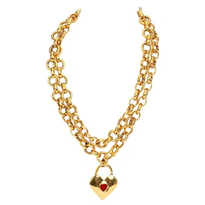 Pre-owned Chanel Vintage 1970's  Gold Heart Charm Belt Necklace In Multiple