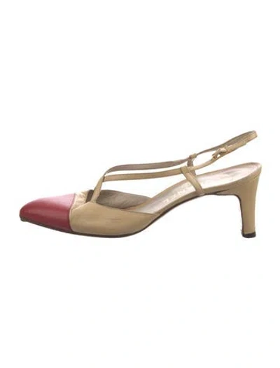 Pre-owned Chanel Vintage 1980's Slingback Pumps In Neutral