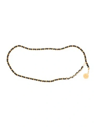 Pre-owned Chanel Vintage 1982 Chain-link Belt In Black/gold