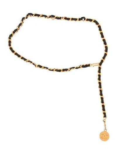 Pre-owned Chanel Vintage 1982 Chain-link Belt In Black/gold