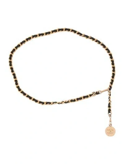 Pre-owned Chanel Vintage 1982 Chain-link Belt In Black/gold