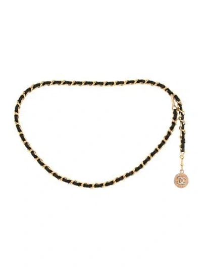 Pre-owned Chanel Vintage 1982 Waist Belt In Black