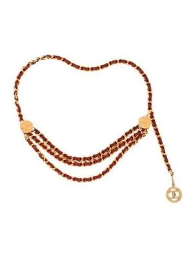Pre-owned Chanel Vintage 1984 Chain-link Belt In Red