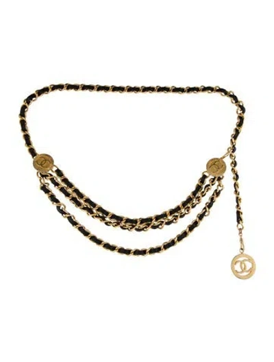 Pre-owned Chanel Vintage 1984 Waist Belt In Black