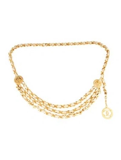 Pre-owned Chanel Vintage 1984 Waist Belt In Gold