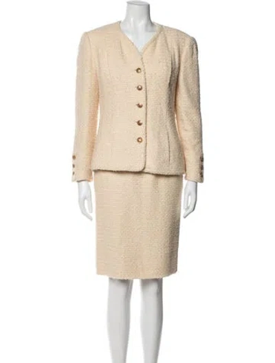 Pre-owned Chanel Vintage 1985 Skirt Set In Neutrals