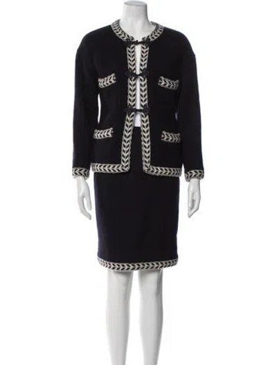 Pre-owned Chanel Vintage 1987 Skirt Suit In Blue
