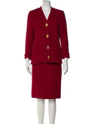 Pre-owned Chanel Vintage 1987 Skirt Suit In Red