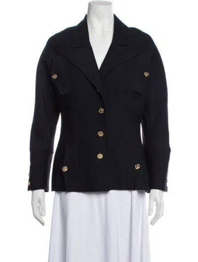 Pre-owned Chanel Vintage 1988 Blazer In Black/blue