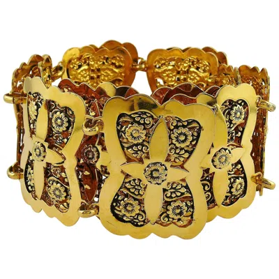 Pre-owned Chanel Vintage 1988 Gold Toned Filigree Camelia Belt In Brown