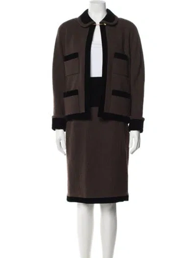 Pre-owned Chanel Vintage 1988 Skirt Suit In Brown