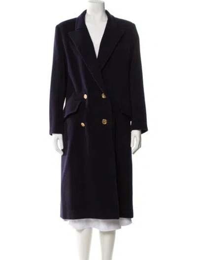 Pre-owned Chanel Vintage 1988 Trench Coat In Blue