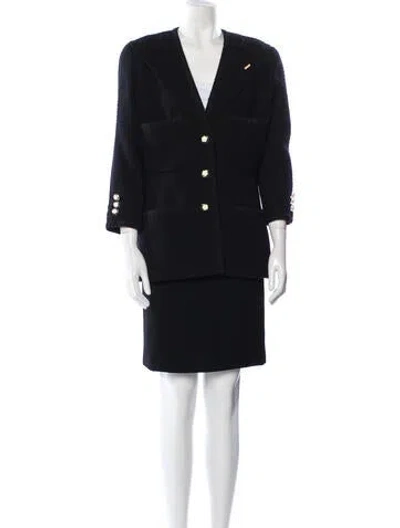 Pre-owned Chanel Vintage 1989 Skirt Suit In Black