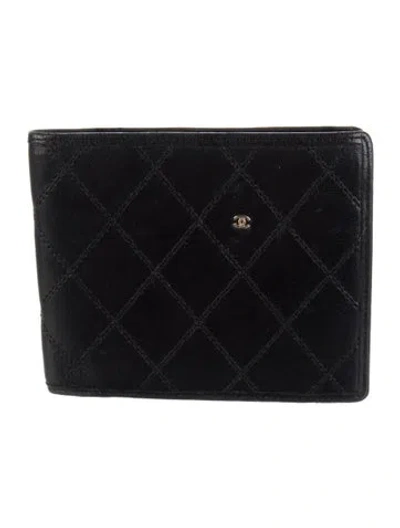 Pre-owned Chanel Vintage 1989-1991 Bifold Wallet In Black