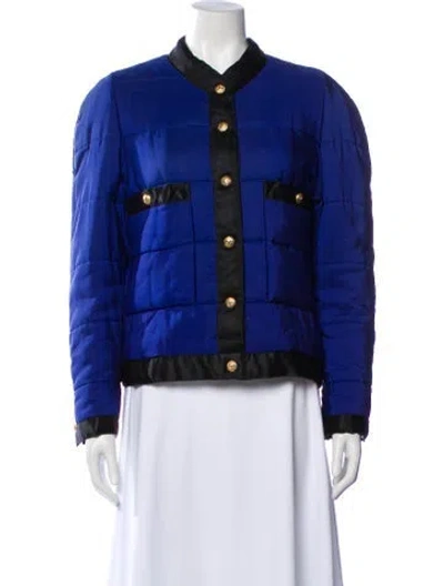 Pre-owned Chanel Vintage 1990 Bomber Jacket In Blue