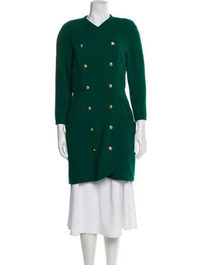 Pre-owned Chanel Vintage 1990 Peacoat In Green