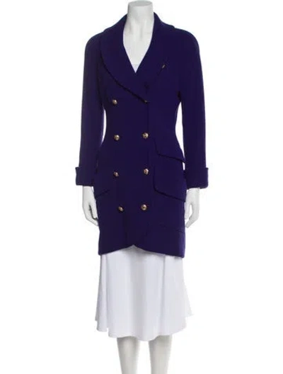 Pre-owned Chanel Vintage 1990 Trench Coat In Blue