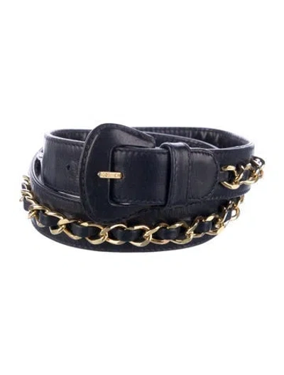 Pre-owned Chanel Vintage 1990's Waist Belt In Blue