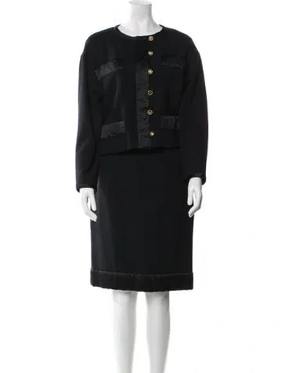 Pre-owned Chanel Vintage 1991 Skirt Set In Black