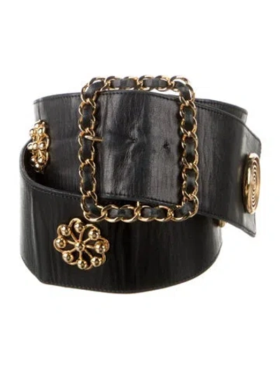 Pre-owned Chanel Vintage 1991 Waist Belt In Black