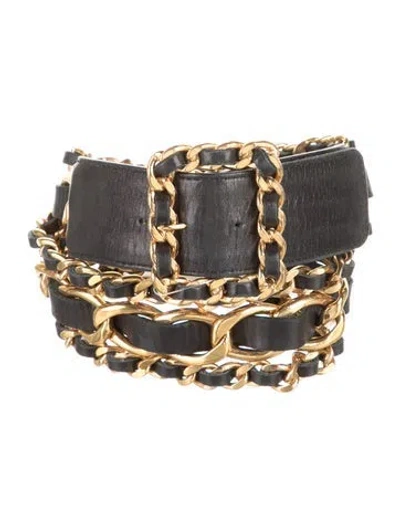 Pre-owned Chanel Vintage 1992 Belt In Black