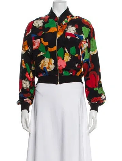 Pre-owned Chanel Vintage 1992 Bomber Jacket In Black