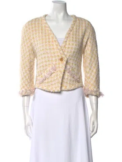 Pre-owned Chanel Vintage 1992 Evening Jacket In Yellow