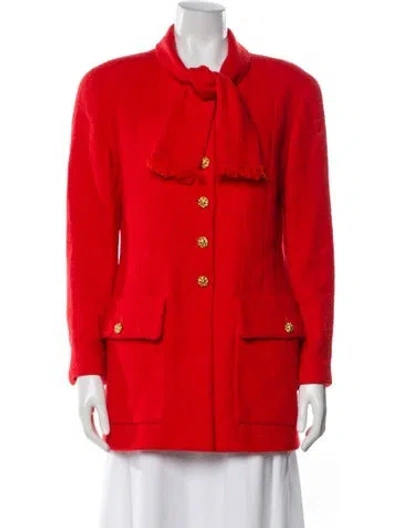 Pre-owned Chanel Vintage 1992 Peacoat In Red