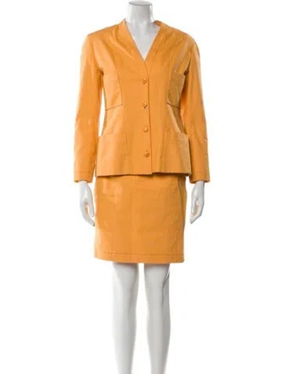 Pre-owned Chanel Vintage 1992 Skirt Suit In Orange