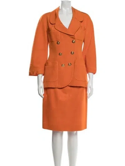 Pre-owned Chanel Vintage 1992 Skirt Suit In Orange