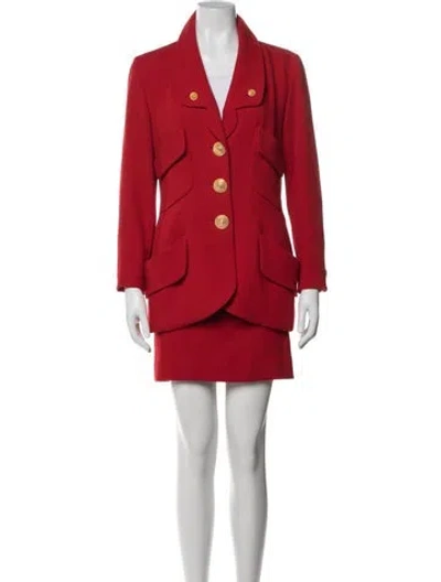 Pre-owned Chanel Vintage 1992 Skirt Suit In Red