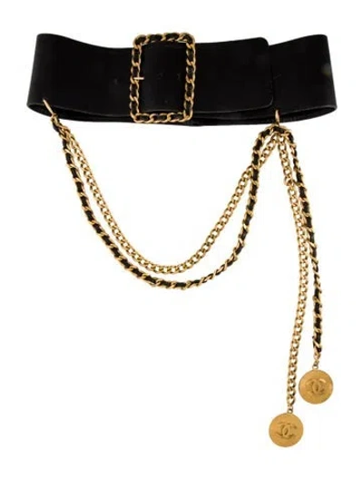Pre-owned Chanel Vintage 1992 Waist Belt In Black