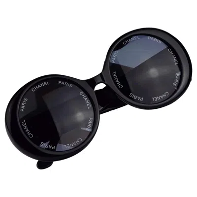 Pre-owned Chanel Vintage 1993 Iconic  Paris Lens Round Black Sunglasses As Seen On Rihana