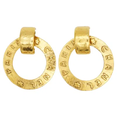 Pre-owned Chanel Vintage 1993 Iconic Massive Paris Star Hoop Versatile Domed Drop Earrings In Multiple