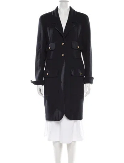 Pre-owned Chanel Vintage 1993 Trench Coat In Blue