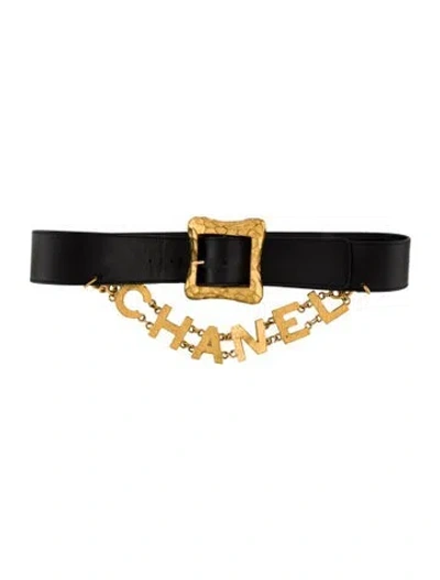 Pre-owned Chanel Vintage 1993 Waist Belt In Black