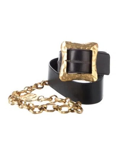Pre-owned Chanel Vintage 1993 Waist Belt In Black