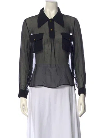 Pre-owned Chanel Vintage 1994 Blouse In Black