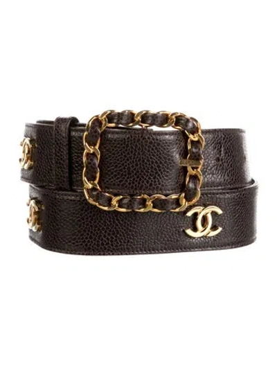 Pre-owned Chanel Vintage 1994 Chain-link Belt In Brown/gold