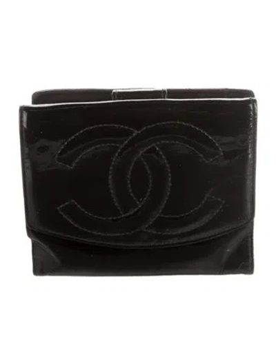 Pre-owned Chanel Vintage 1994-1996 Compact Wallet In Black