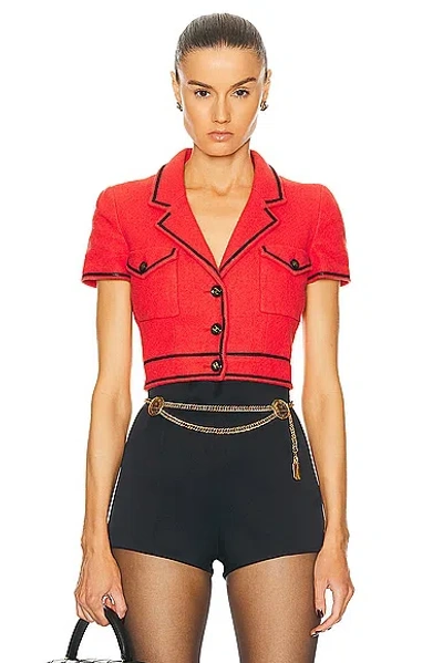 Pre-owned Chanel Vintage 1995 Cropped Jacket In Red