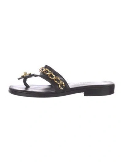 Pre-owned Chanel Vintage 1995 Flip Flops In Black