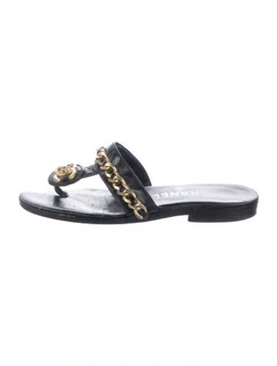 Pre-owned Chanel Vintage 1995 Flip Flops In Blue