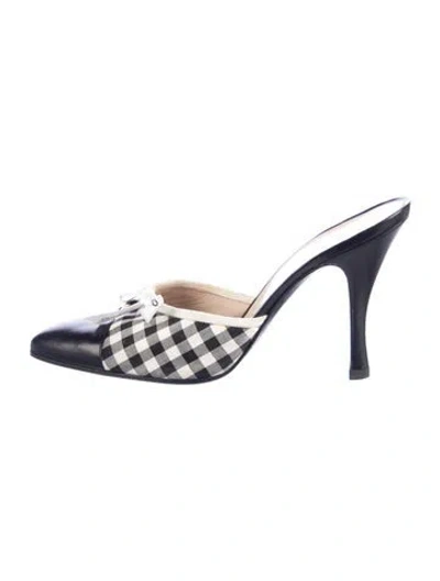 Pre-owned Chanel Vintage 1995 Mules In Black/blue/neutrals