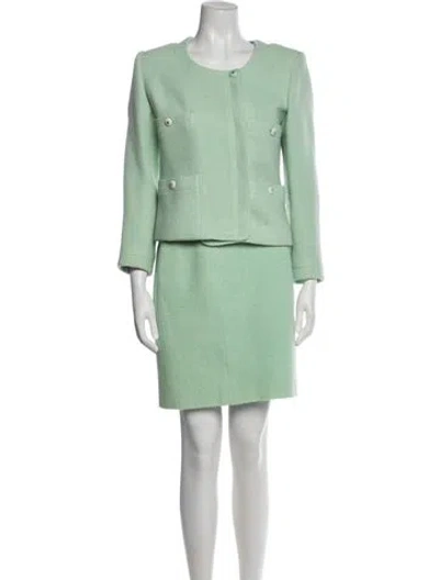 Pre-owned Chanel Vintage 1995 Skirt Suit In Green