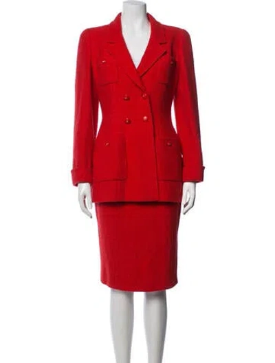 Pre-owned Chanel Vintage 1995 Skirt Suit In Red