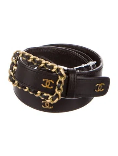 Pre-owned Chanel Vintage 1995 Waist Belt In Black