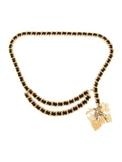 Pre-owned Chanel Vintage 1995 Waist Belt In Black/gold
