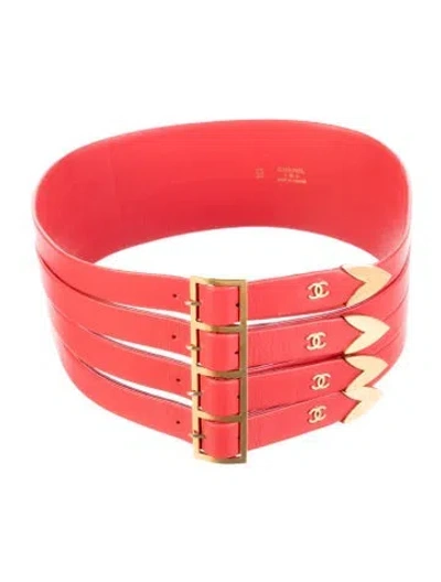 Pre-owned Chanel Vintage 1995 Waist Belt In Red
